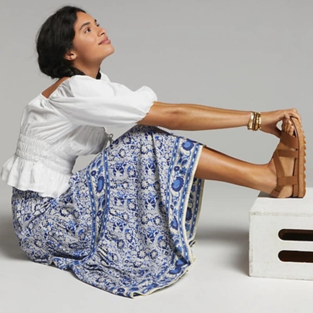 BeachGold Riley sora tiered midi skirt